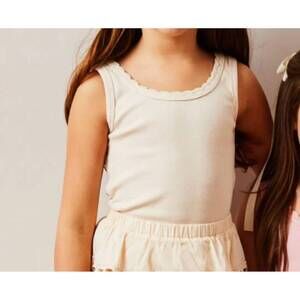 NEW THEME lace trim stella ribbed tank in champagne